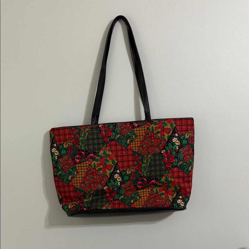 Patchwork Tote Bag - Red And Green - image 1